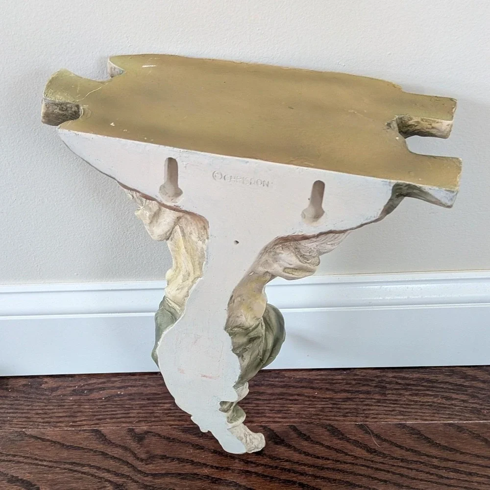 Vintage‎ Chrisdon Farmer Bunny Rabbit Carrying Carrot Wall Book Shelf Sconce